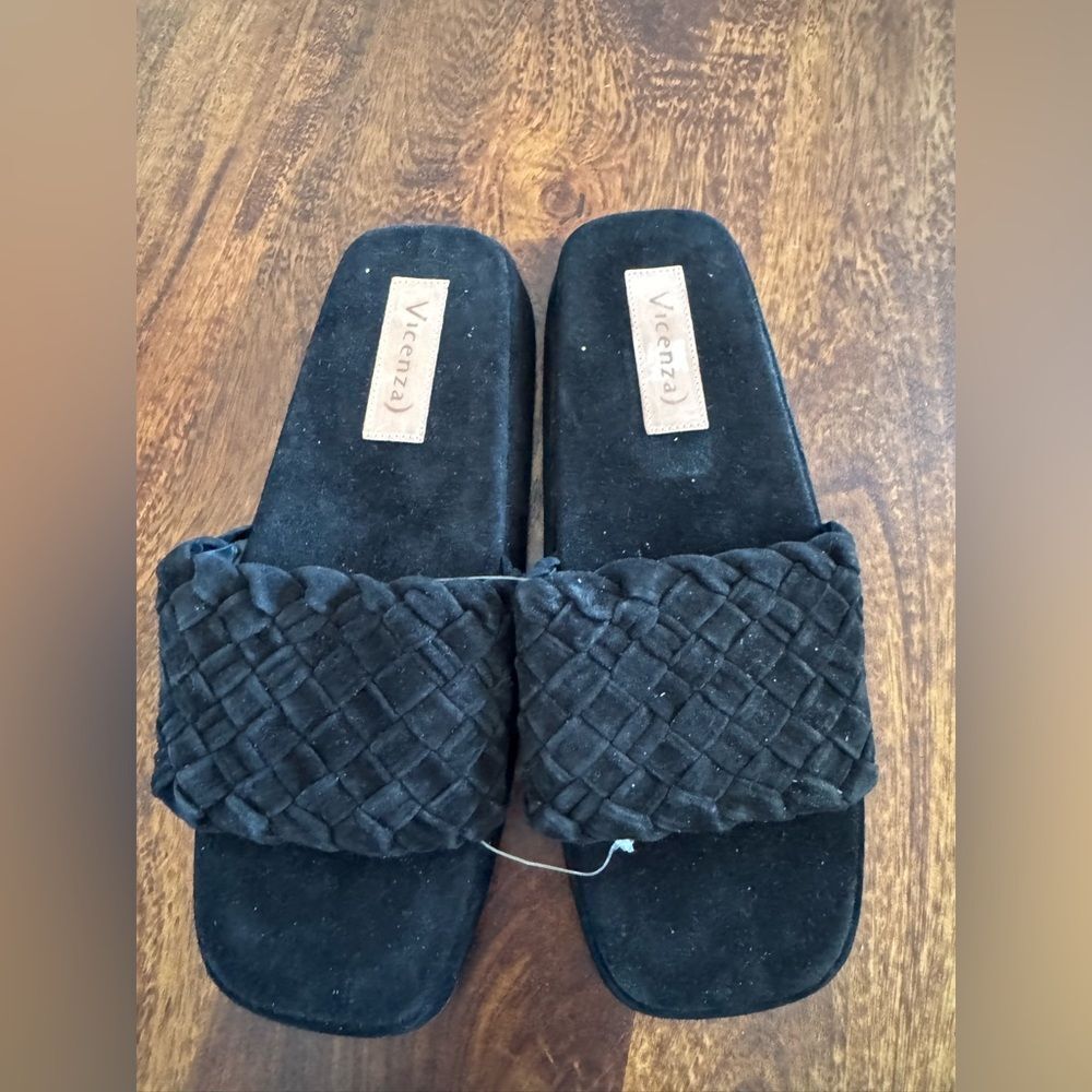 Free People Vicenza Intertwined Slide Sandals 9 BLACK - Picture 4 of 5